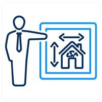 Architecture icon concept in blue bold line color vector