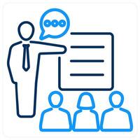 Explanation icon concept in blue bold line color vector