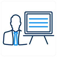 Presentation and meeting icon concept in blue bold line color vector