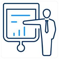 Presenter icon concept in blue bold line color vector