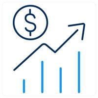 Graph icon concept in blue bold line color vector
