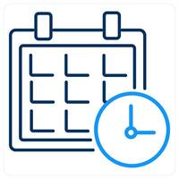 Schedule and calendar icon concept in blue bold line color vector