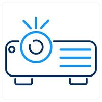 Projector icon concept in blue bold line color vector