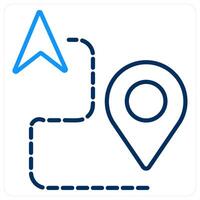 GPS and location icon concept in blue bold line color vector