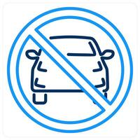 No Car Allowed icon concept in blue bold line color vector