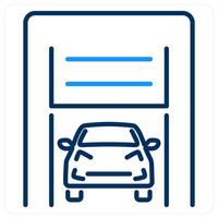 Garage icon concept in blue bold line color vector