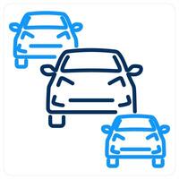 Traffic Jam icon concept in blue bold line color vector
