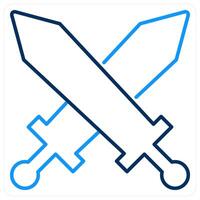 Battle and attack icon concept in blue bold line color vector