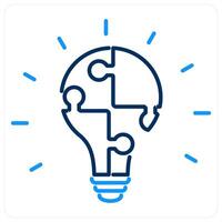 Problem Solving icon concept in blue bold line color vector