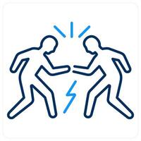 Confrontation icon concept in blue bold line color vector