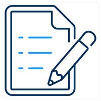 Exam icon concept in blue bold line color vector