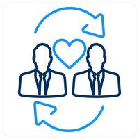 Empathy icon concept in blue bold line color vector