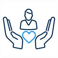 Caring and help icon concept in blue bold line color vector