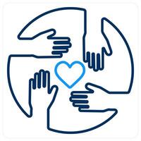 Unity icon concept in blue bold line color vector
