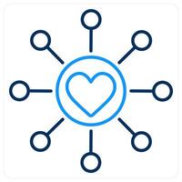 Community and together icon concept in blue bold line color vector