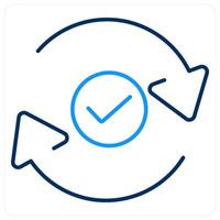 Complete icon concept in blue bold line color vector