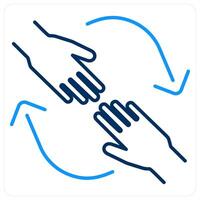 Help icon concept in blue bold line color vector