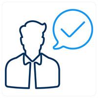 Accept icon concept in blue bold line color vector