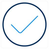 Check and approve concept in blue bold line color vector
