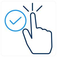 Selected icon concept in blue bold line color vector