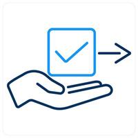 Give Permission icon concept in blue bold line color vector