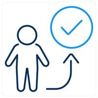 Right way icon concept in blue bold line color vector
