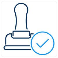 Stamp icon concept in blue bold line color vector