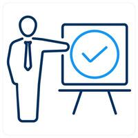 Correct icon concept in blue bold line color vector