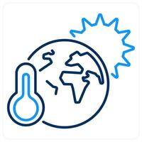 Global Warming icon concept in blue bold line color vector