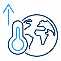 Temperature Increase icon concept in blue bold line color vector
