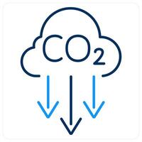 Co2 Reduction icon concept in blue bold line color vector