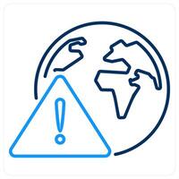 Warning icon in blue bold line color vector