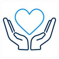 Support and help icon in blue bold line color vector