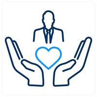 Caring concept in blue bold line color vector