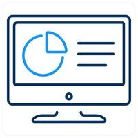 Monitor icon concept in blue bold line color vector