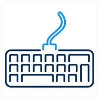 Keyboard icon concept in blue bold line color vector