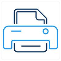Printer icon in blue bold line color vector