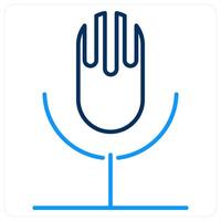 Microphone icon concept in blue bold line color vector