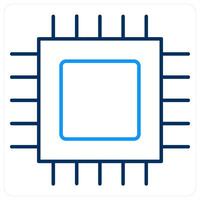 CPU Processor icon concept in blue bold line color vector