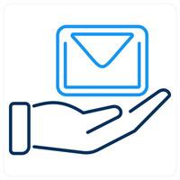 Email icon concept in blue bold line color vector