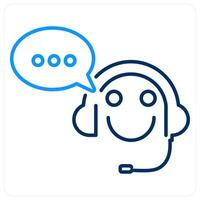 Customer Support concept in blue bold line color vector