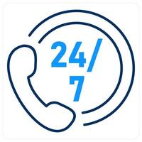 Call Center icon concept in blue bold line color vector