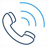Calling icon concept in blue bold line color vector