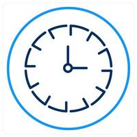 Clock icon concept in blue bold line color vector