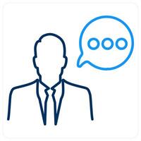 Thinking icon concept in blue bold line color vector