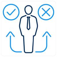 Decision Making icon concept in blue bold line color vector