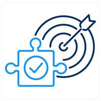 Solution icon concept in blue bold line color vector
