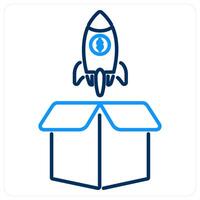 Launch icon concept in blue bold line color vector