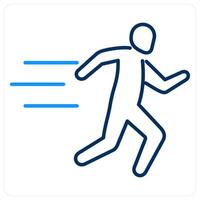 Running icon concept in blue bold line color vector