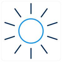 Sun icon in blue bold line color vector